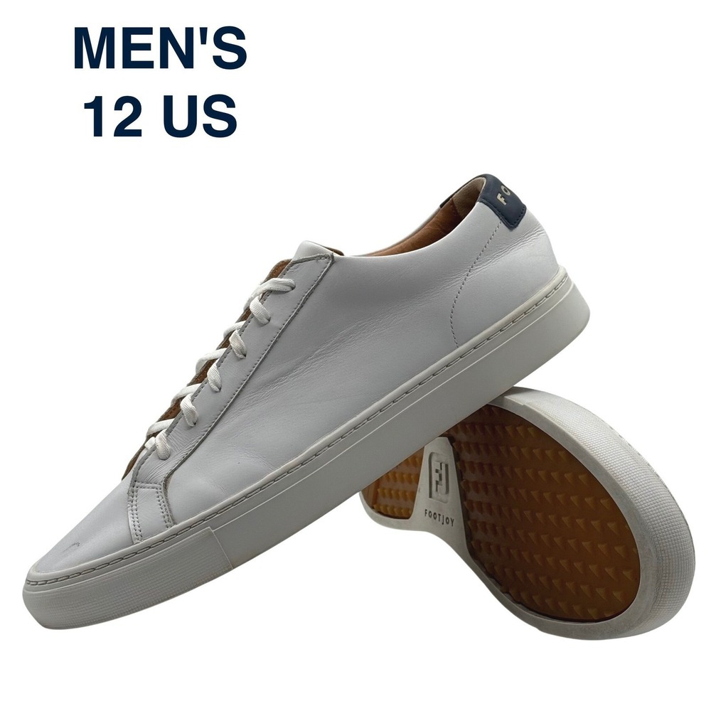 FootJoy FJ Court Lifestyle Men's Golf Shoes White Leather Navy 56388 Size 12 M